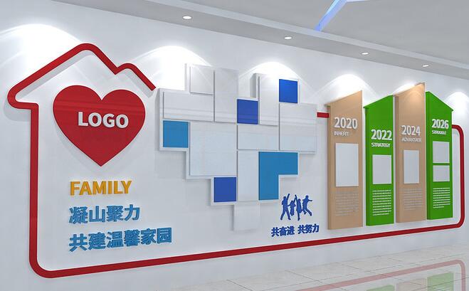 公司文化墙设计方案模板(图5) 公司凝聚力文化墙设计