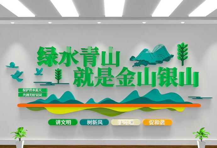 社区党建文化墙创意设计图片(图1) 绿水青山就是金山银山环保社区文化墙