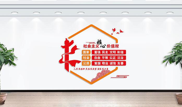 校园文化墙设计图设计方案(图4) 社会主义核心价值观文化墙设计效果图