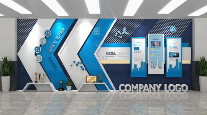企业文化墙内容设计图片(图5) 蓝色简约企业文化墙企业历程企业荣誉墙内容设计