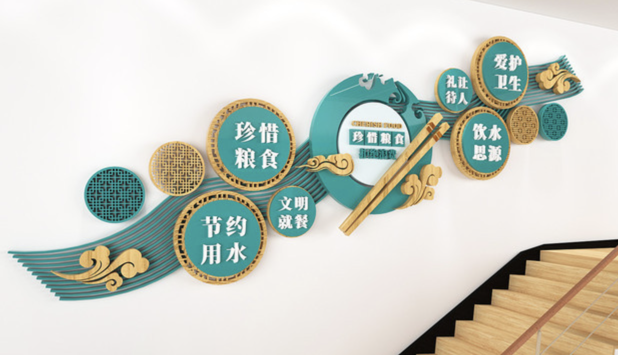 中国风食堂文化楼梯文化墙