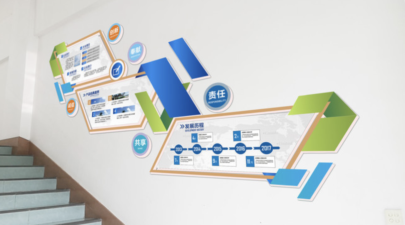 简约大气企业文化楼梯墙