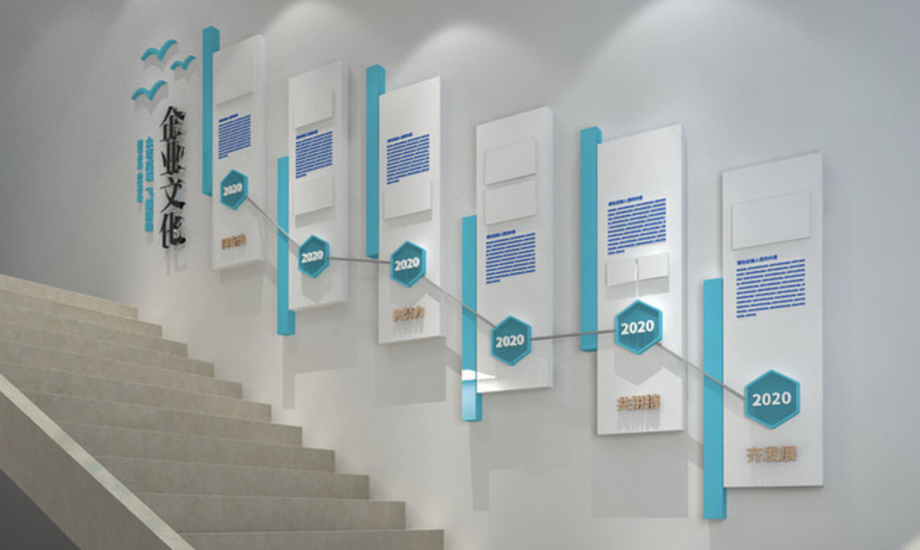 公司企业楼梯文化背景墙设计
